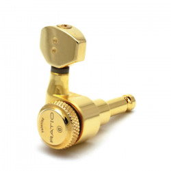 Ratio Locking Machine Heads PRL-8721-G0 - Electric, 6-in-line (left / bass side), Contemporary Button, 2-Pin - Gold