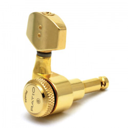 Ratio Locking Machine Heads PRL-8311-G0 - Electric, 3+3, Contemporary Button, 2-Pin - Gold